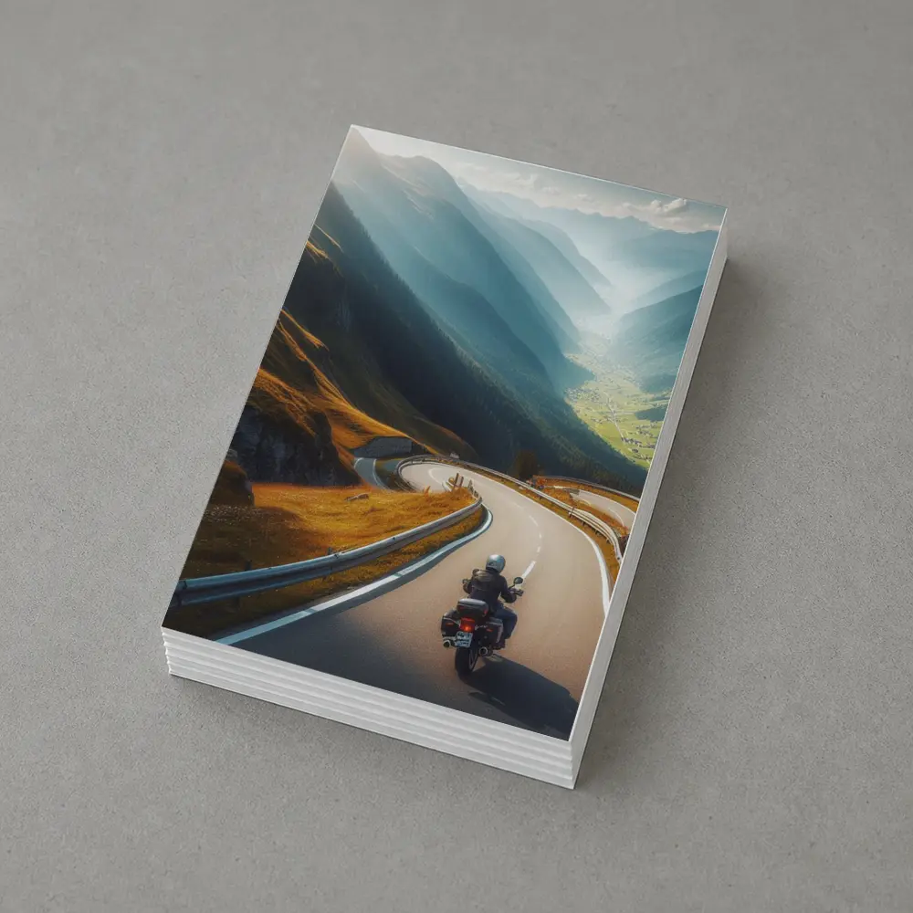 Touring Motorcycle Winding Alpine Mountain Road – Postcards
