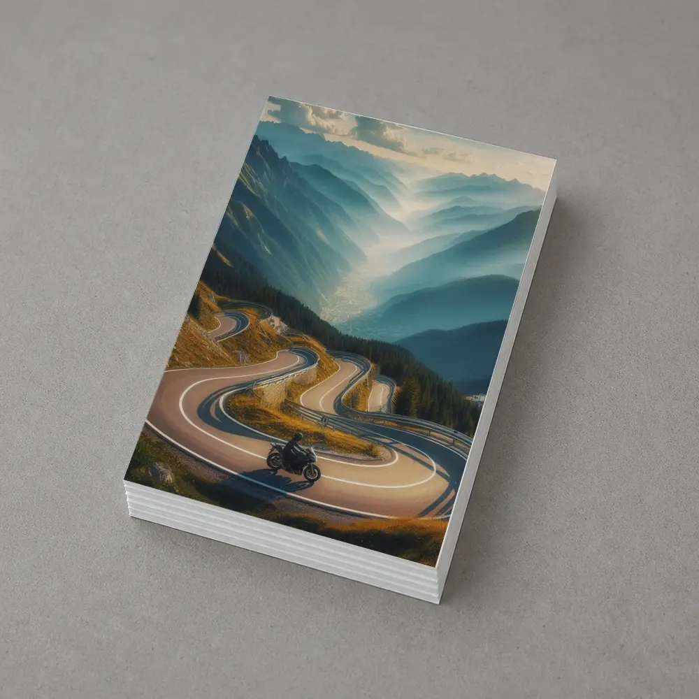 Motorcycle Rider Alpine Switchback Mountain Road – Postcards