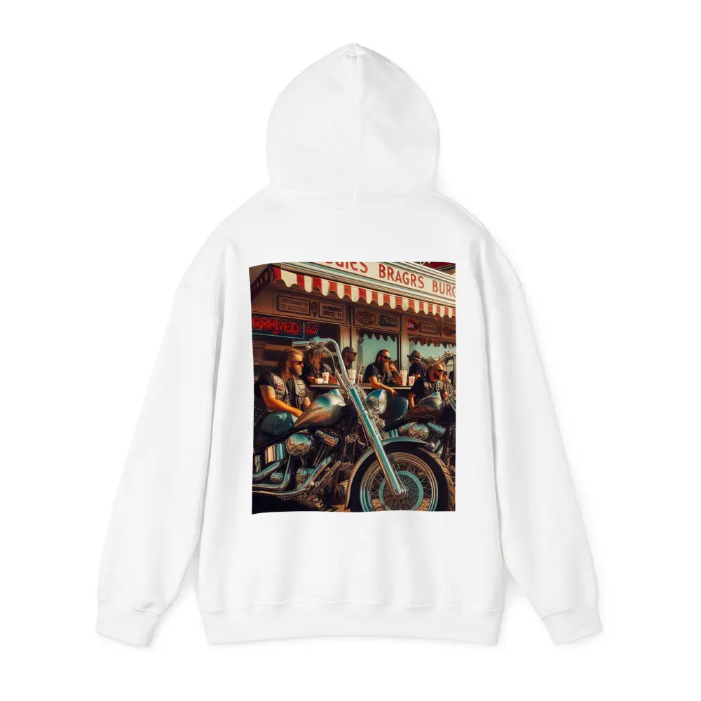 Bikers Relaxing Outside Retro American Diner – Hoodies