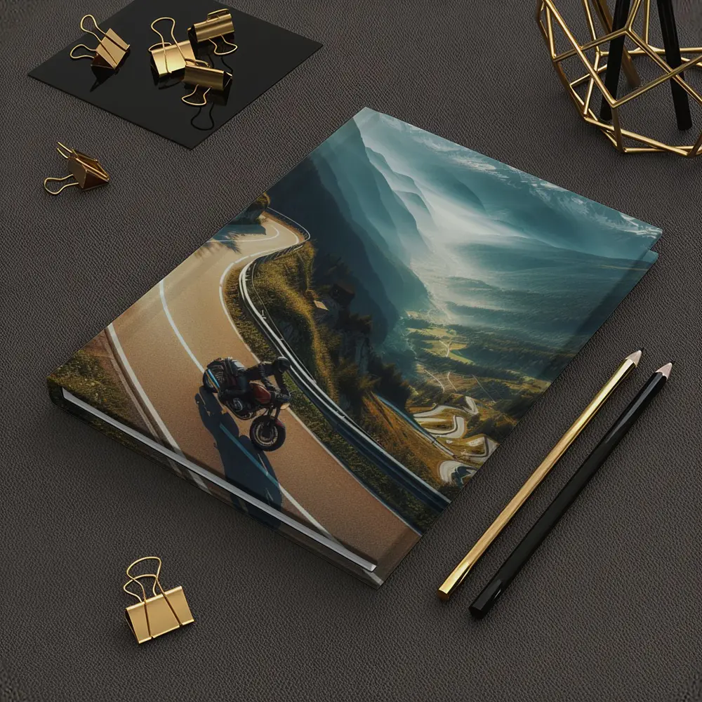 Cruiser Motorcycle Winding Alpine Mountain Road – Notebooks