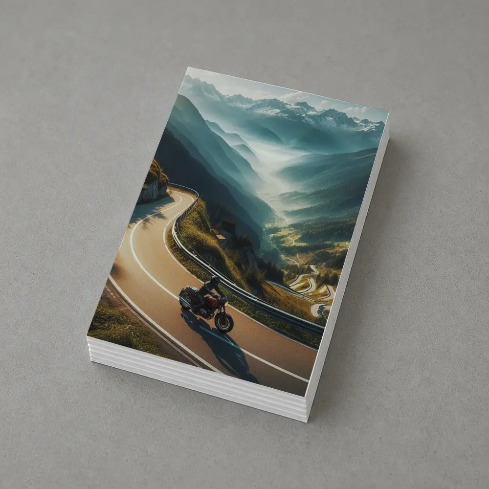 Cruiser Motorcycle Winding Alpine Mountain Road – Postcards