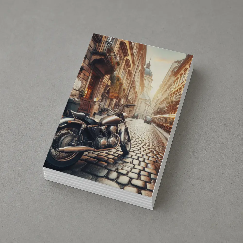 Classic Cruiser Motorcycle Cobblestone European Street – Postcards