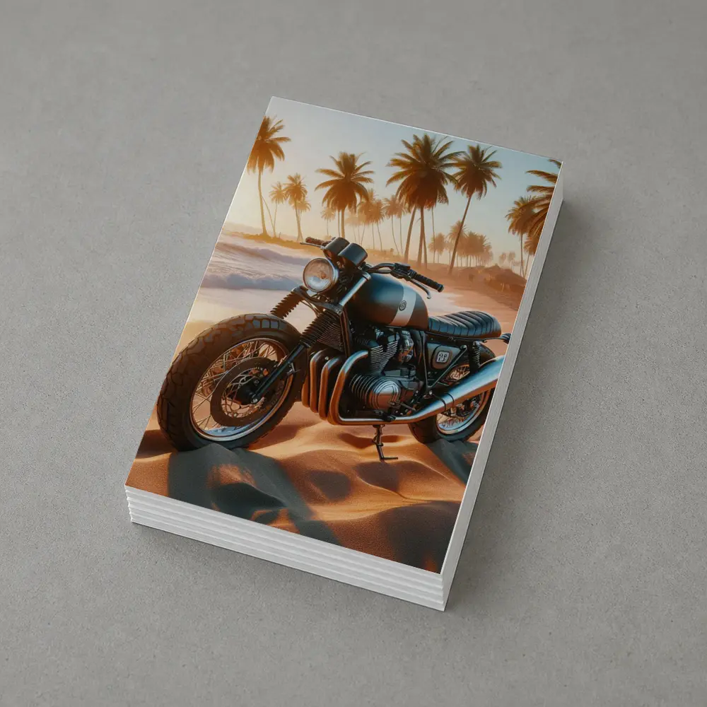 Cafe Racer Motorcycle Parked On Tropical Beach – Postcards
