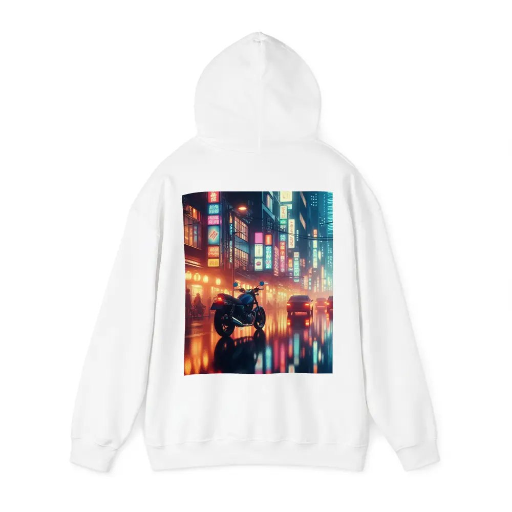 Cafe Racer Motorcycle Neon City Night Rain – Hoodies