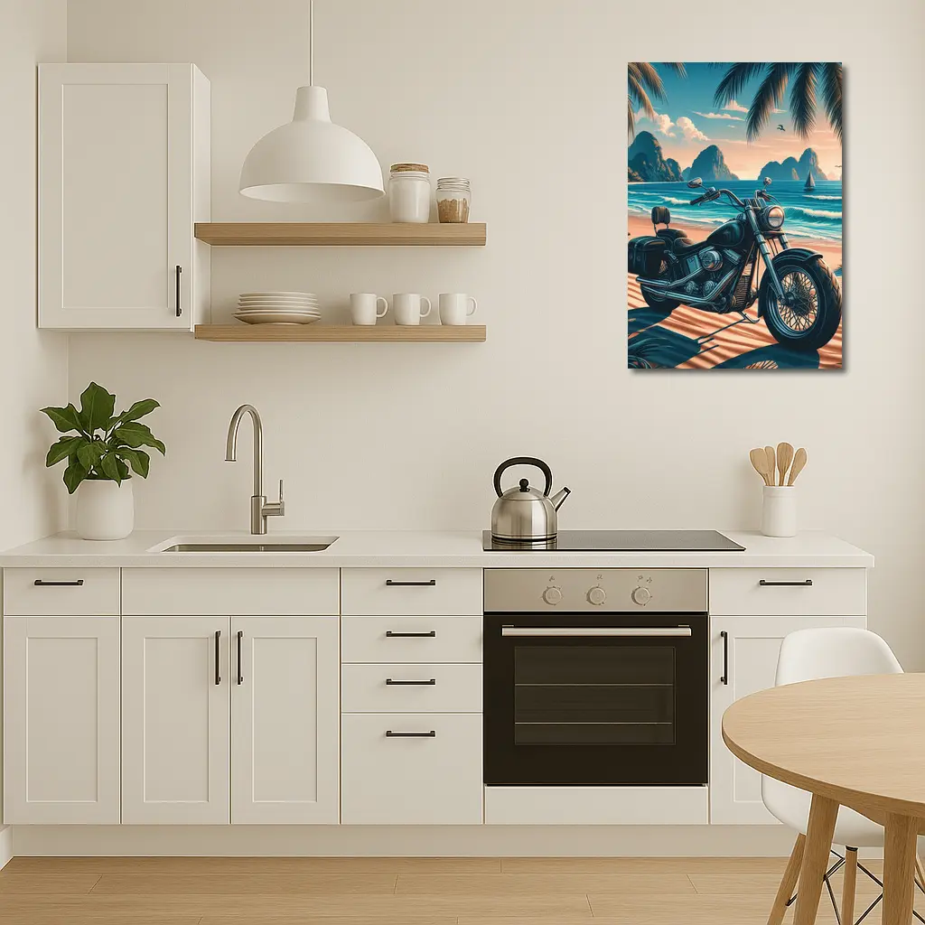 Harley Davidson Cruiser Motorcycle Tropical Beach – Wall Art