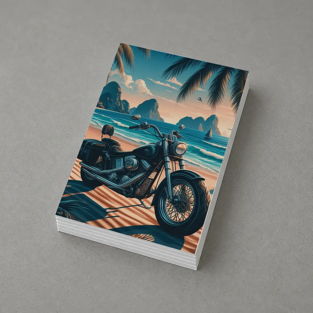 Harley Davidson Cruiser Motorcycle Tropical Beach – Postcards