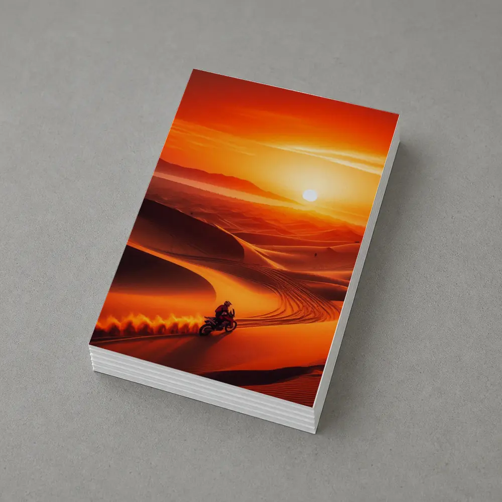 Adventure Motorcycle Rider Desert Sunset Dunes – Postcards