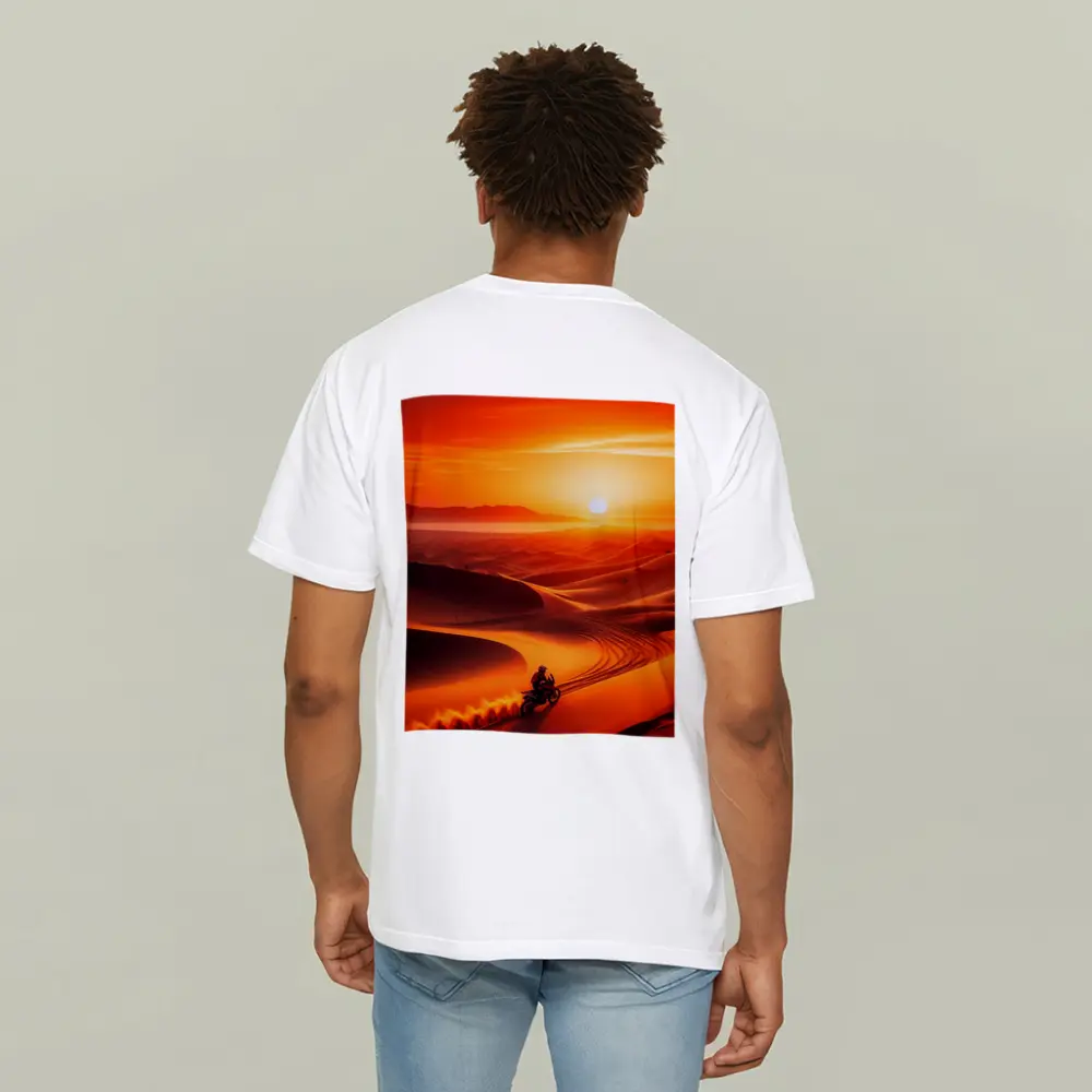 Adventure Motorcycle Rider Desert Sunset Dunes – T-Shirts