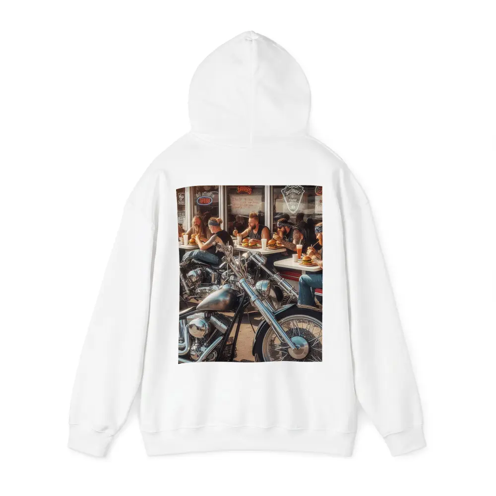 Harley Davidson Choppers Parked Outside Diner – Hoodies