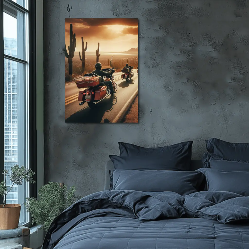 Harley Davidson Touring Bikes Desert Sunset Ride – Wall Art