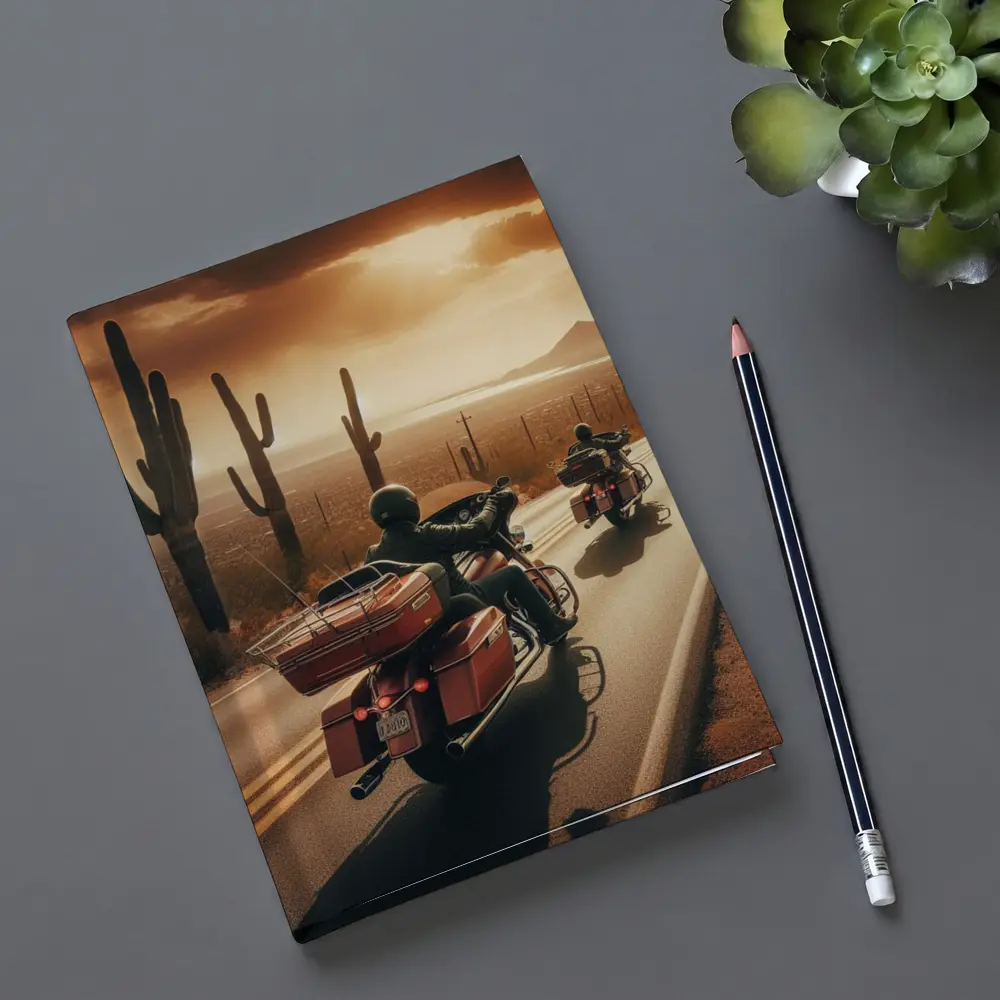 Harley Davidson Touring Bikes Desert Sunset Ride – Notebooks