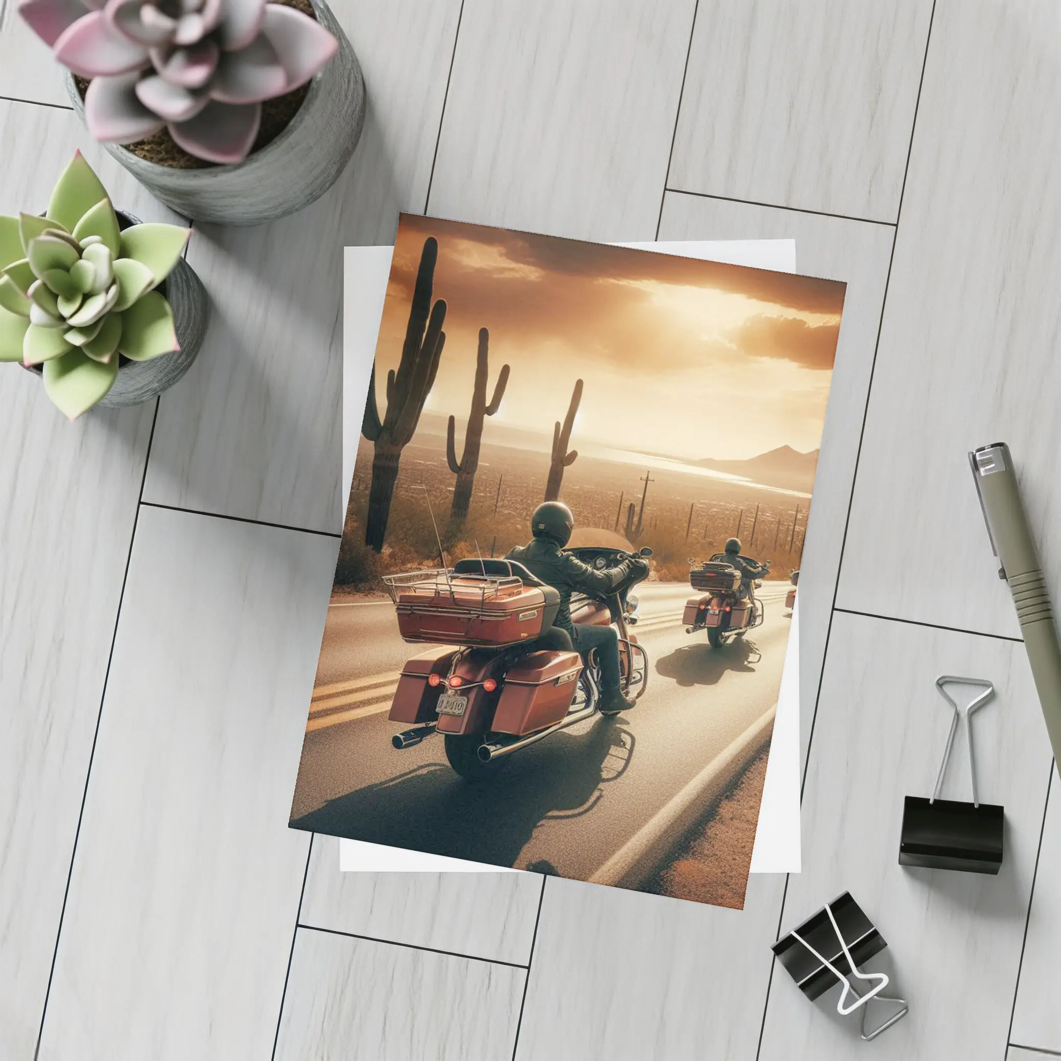 Harley Davidson Touring Bikes Desert Sunset Ride – Postcards