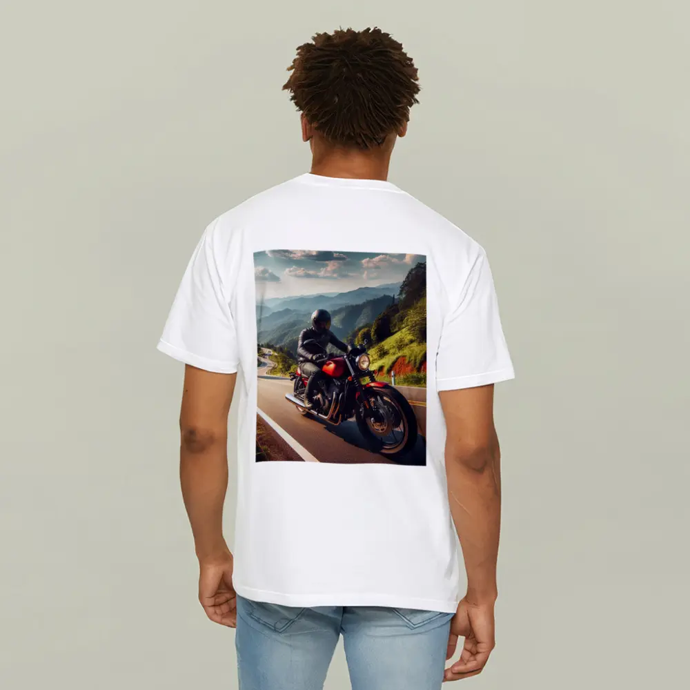 Red Cafe Racer Motorcycle Mountain Road Ride – T-Shirts