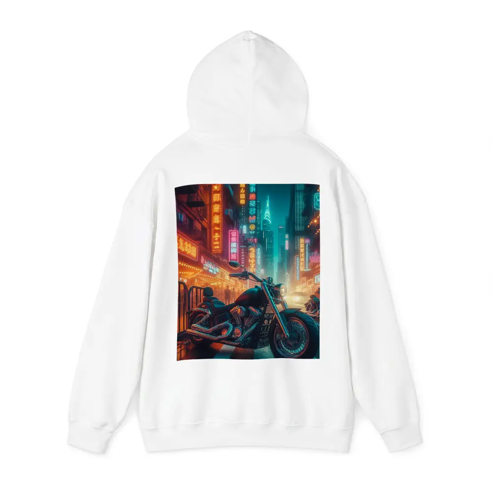 Chopper Motorcycle Neon City Street Night – Hoodies