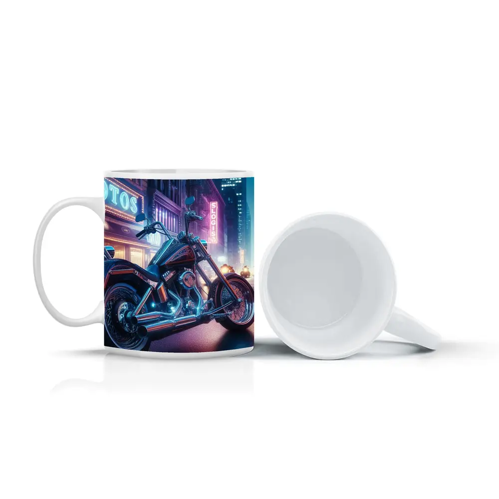 Harley Davidson Chopper Neon City Night – Mugs