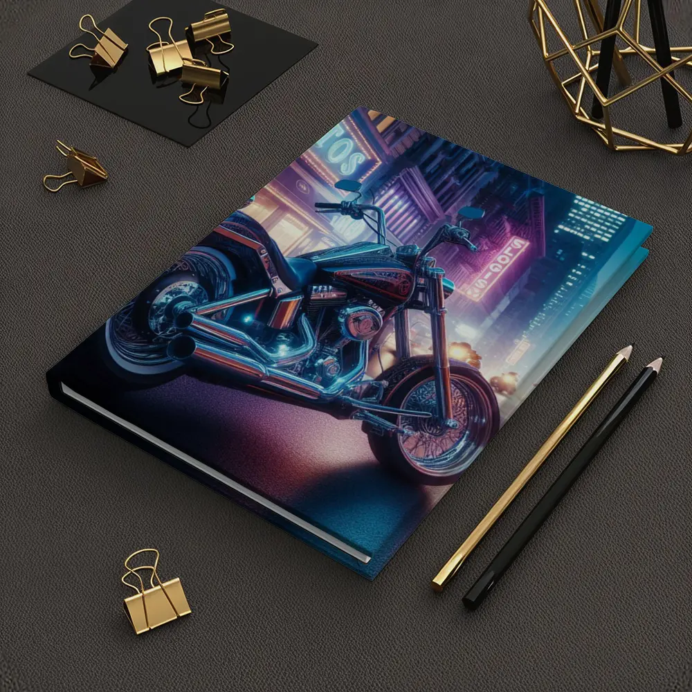 Harley Davidson Chopper Neon City Night – Notebooks