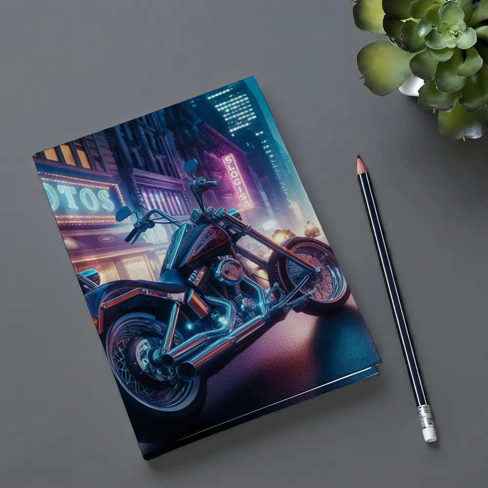 Harley Davidson Chopper Neon City Night – Notebooks