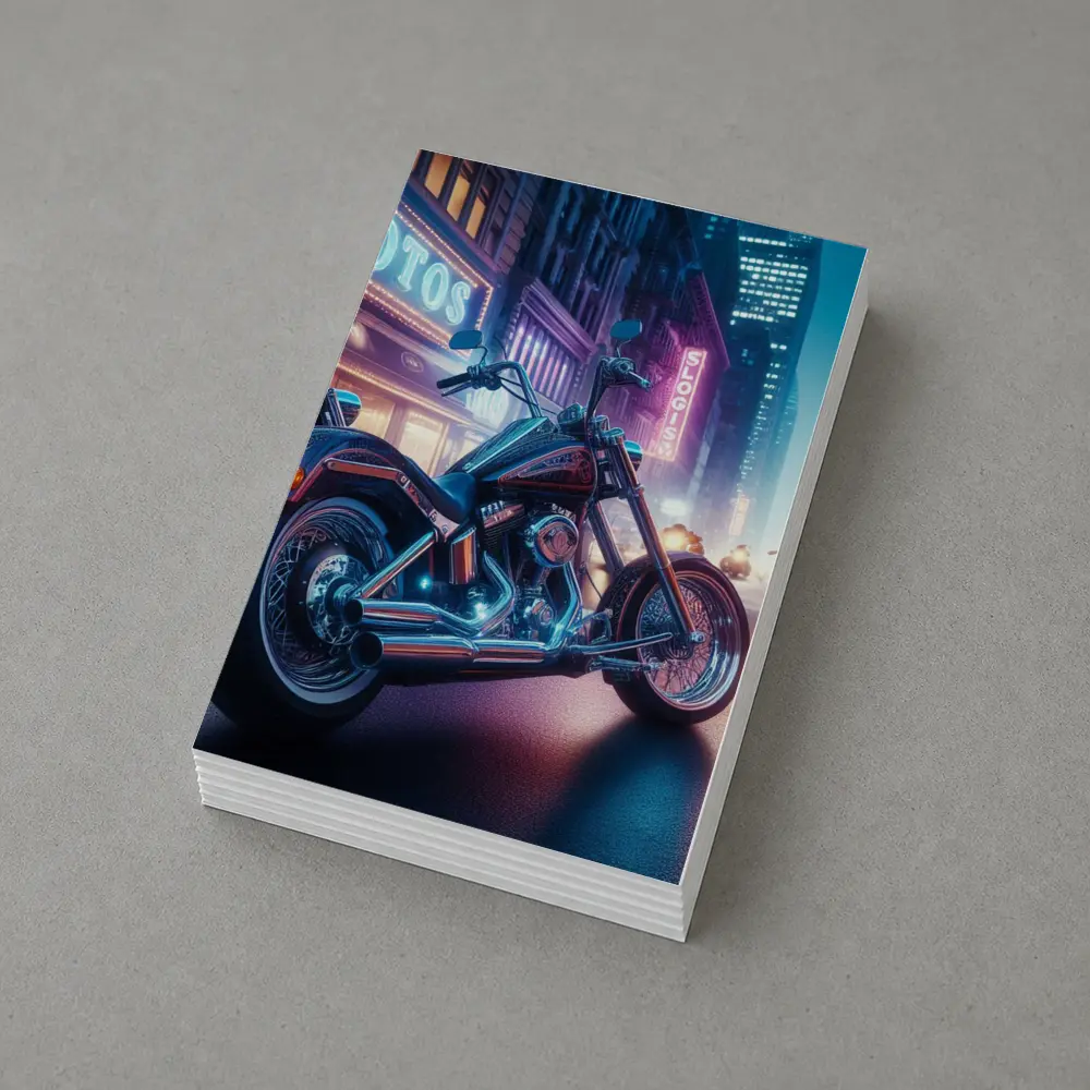 Harley Davidson Chopper Neon City Night – Postcards