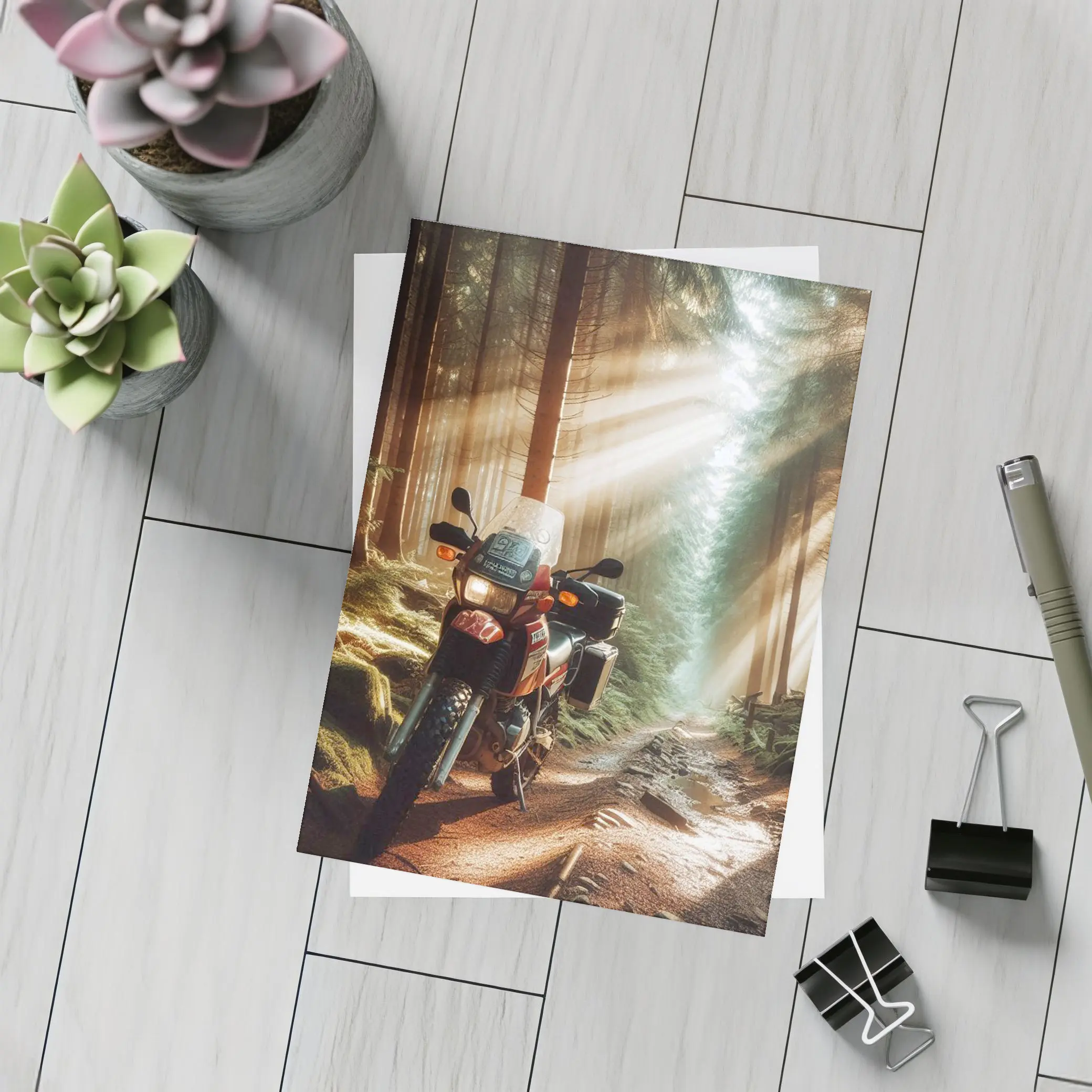 Adventure Dual Sport Bike Forest Sunrays – Postcards