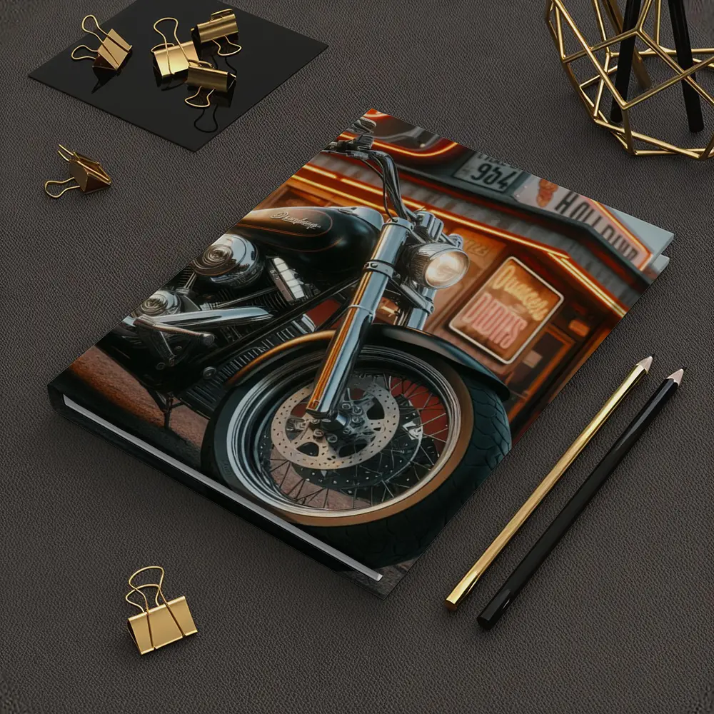 Harley Davidson Cruiser Motorcycle Neon Diner – Notebooks