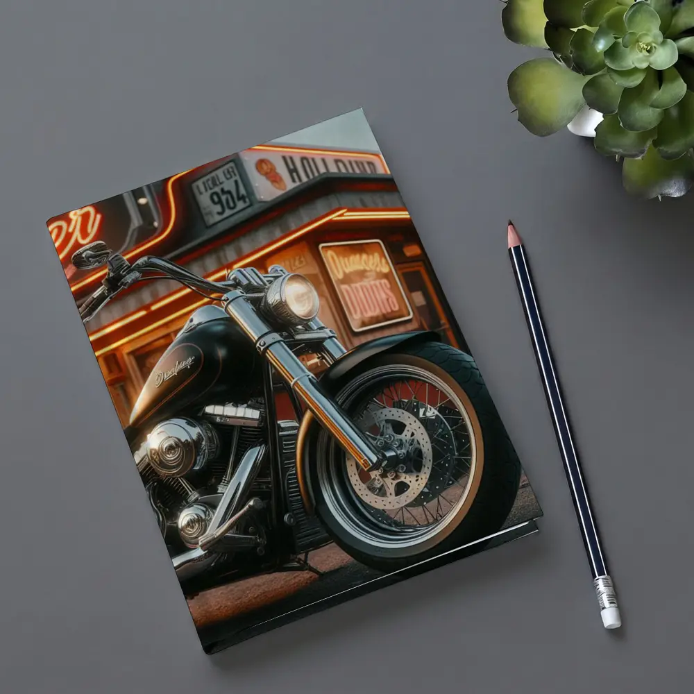 Harley Davidson Cruiser Motorcycle Neon Diner – Notebooks