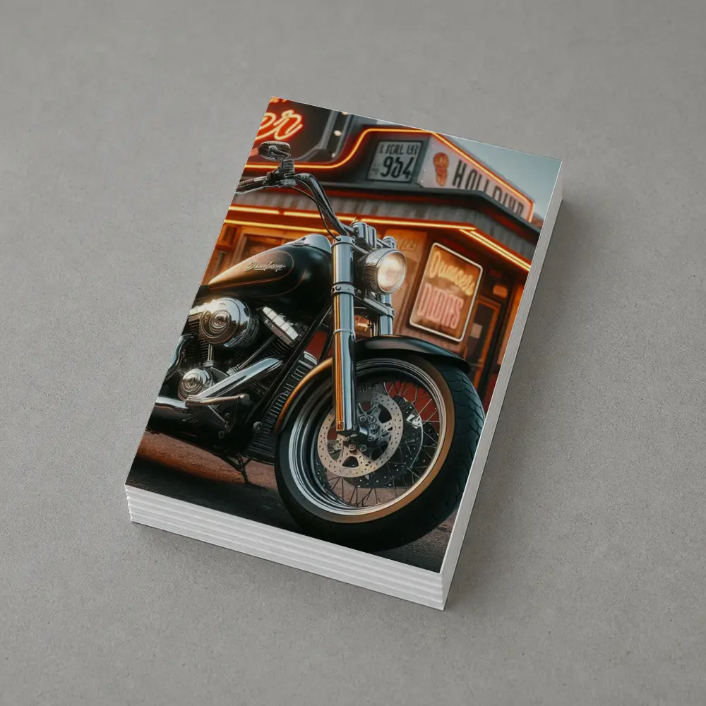 Harley Davidson Cruiser Motorcycle Neon Diner – Postcards