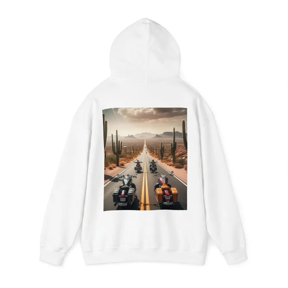 Cruiser Motorcycles Riding Desert Highway Cacti – Hoodies