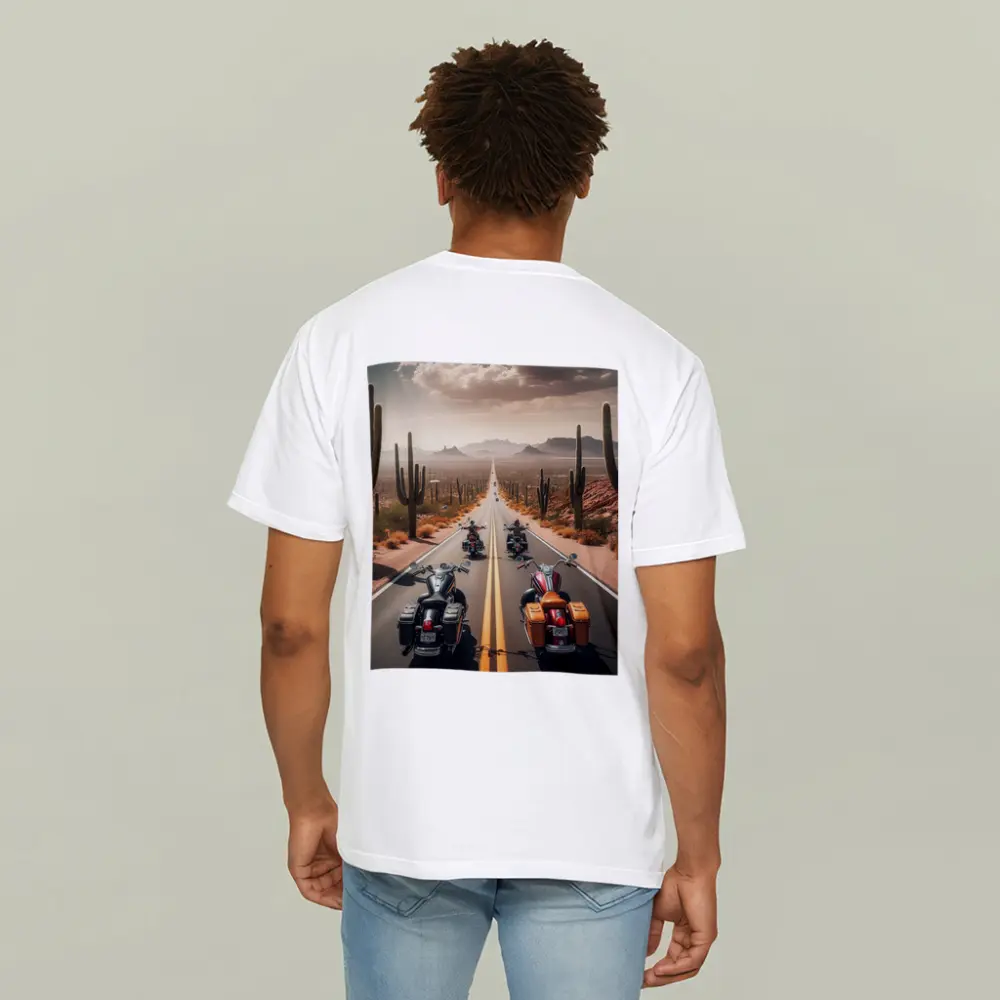 Cruiser Motorcycles Riding Desert Highway Cacti – T-Shirts