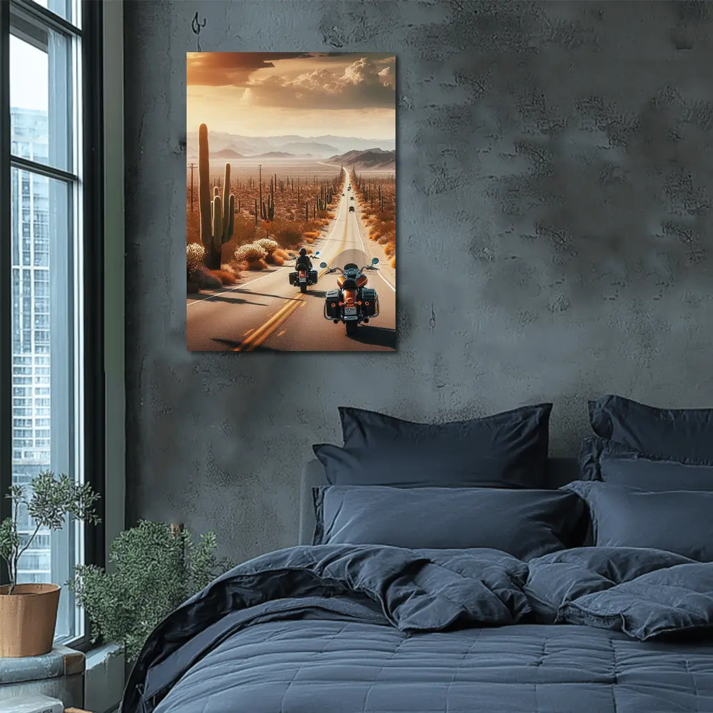 Harley Davidson Motorcycles Desert Highway Sunset – Wall Art