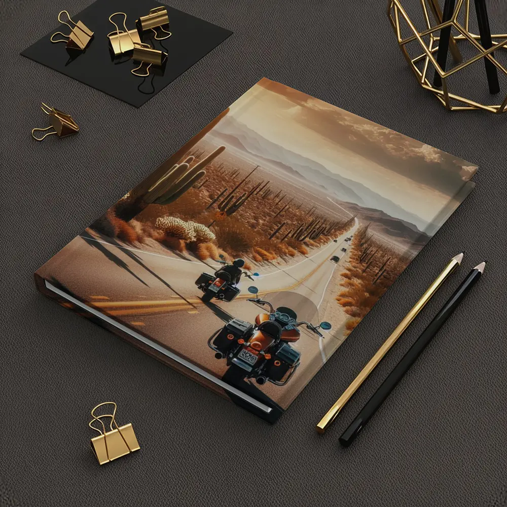 Harley Davidson Motorcycles Desert Highway Sunset – Notebooks