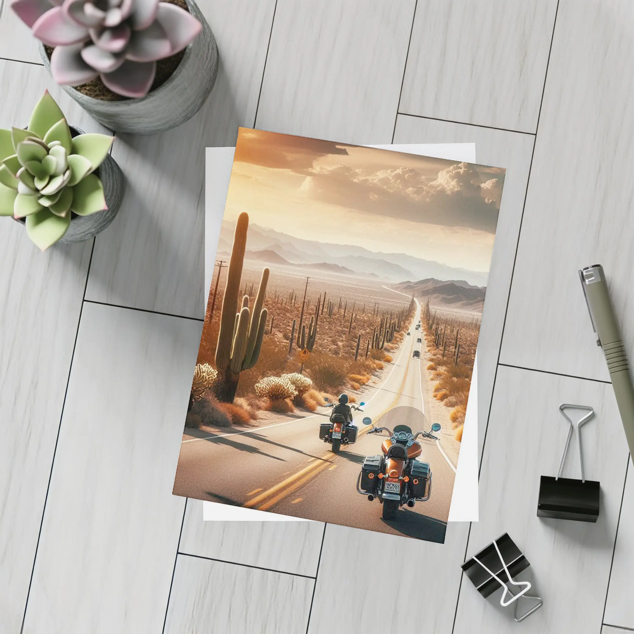 Harley Davidson Motorcycles Desert Highway Sunset – Postcards