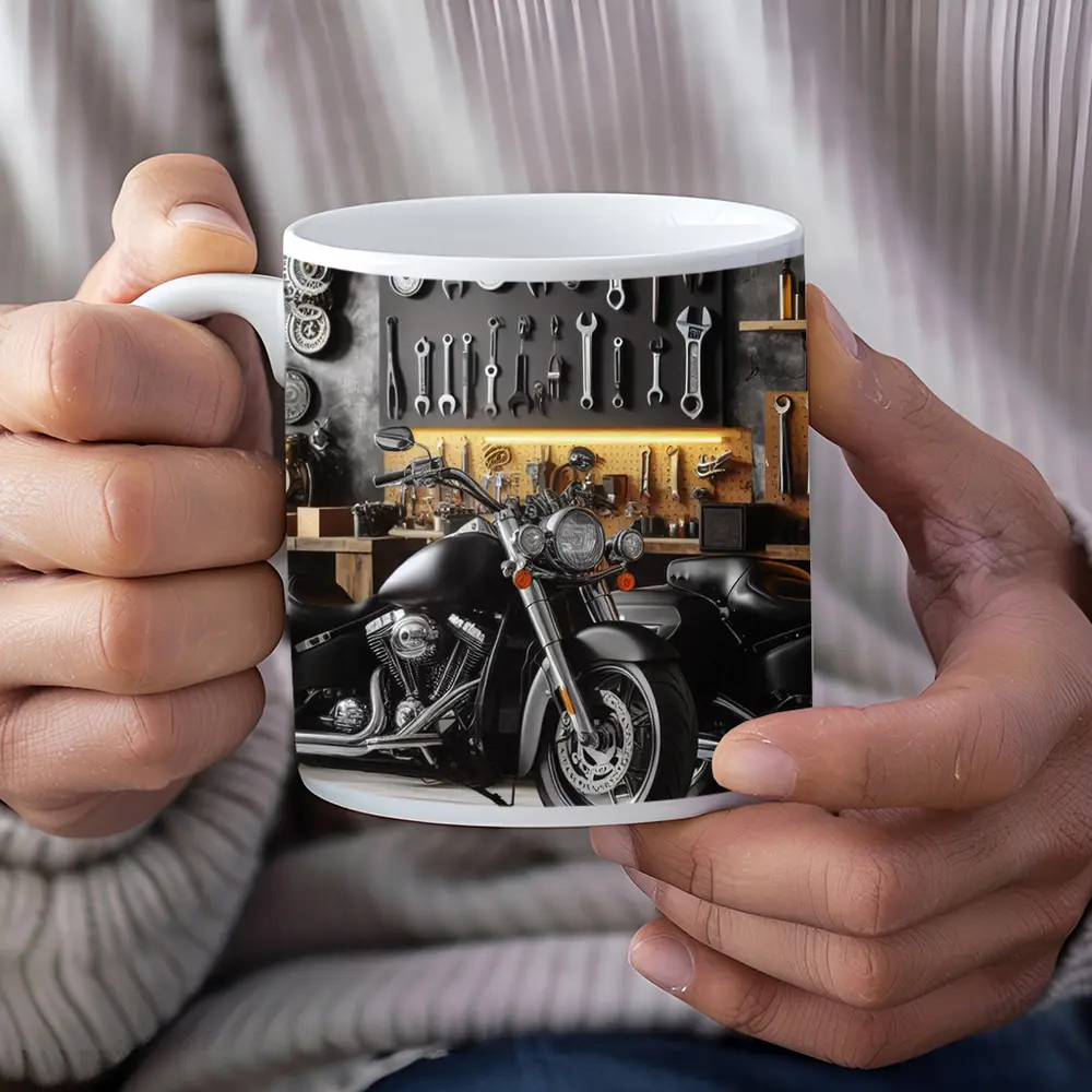 Black Harley Davidson Motorcycle Garage Workshop – Mugs