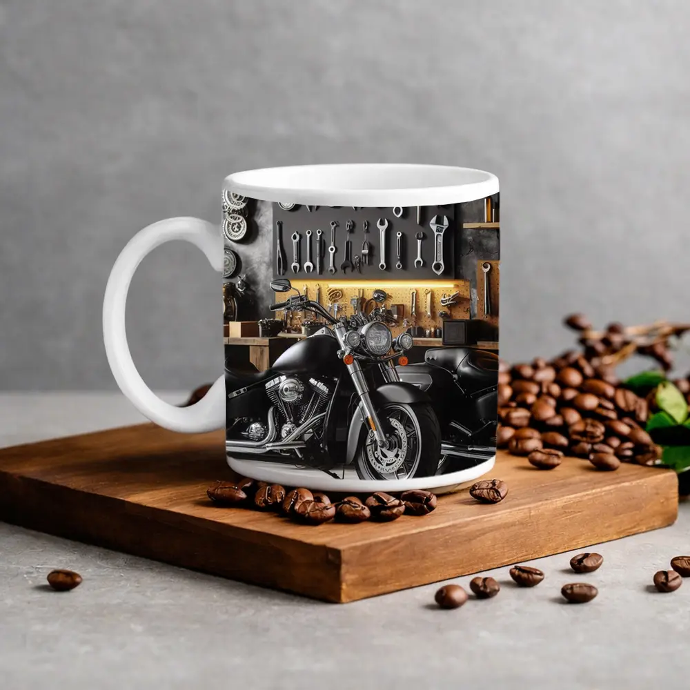 Black Harley Davidson Motorcycle Garage Workshop – Mugs