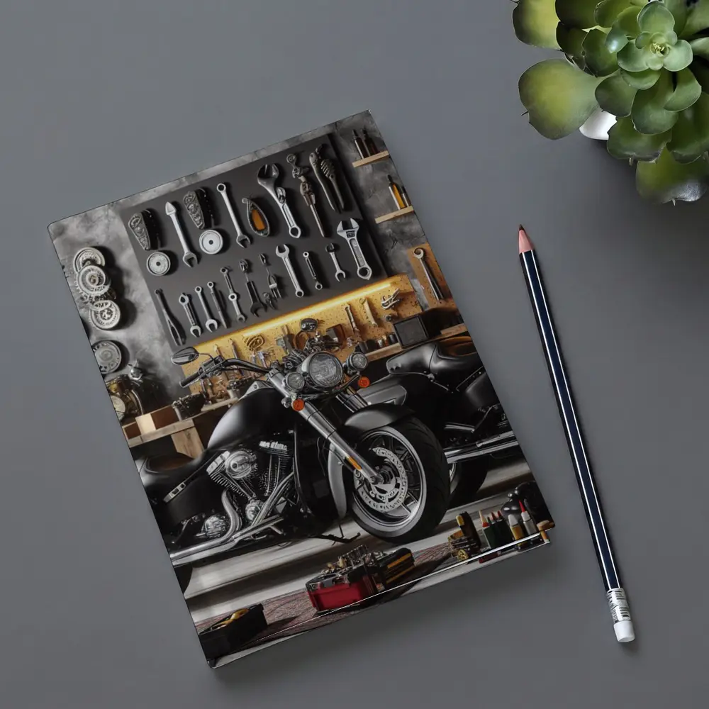 Black Harley Davidson Motorcycle Garage Workshop – Notebooks