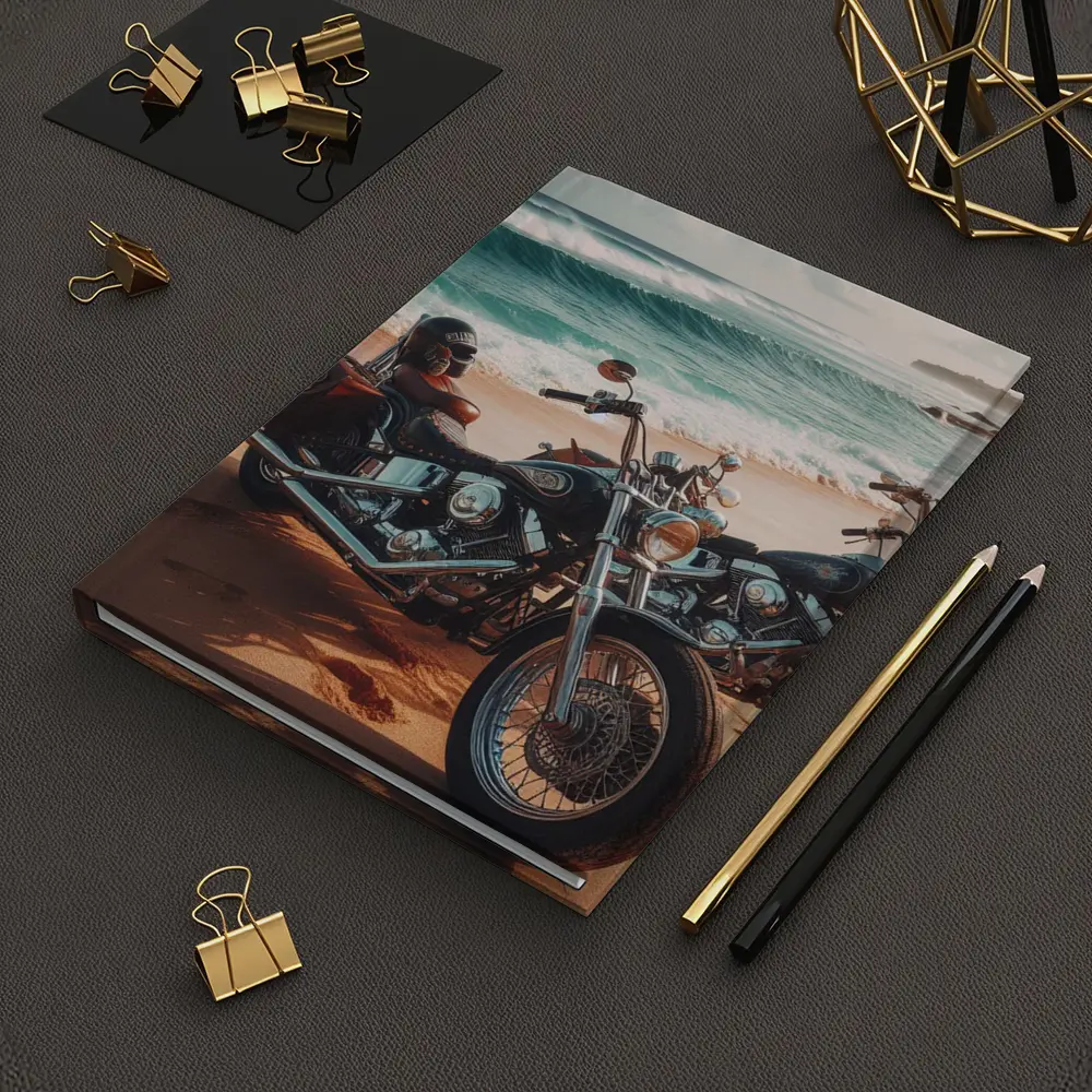Harley Davidson Chopper Motorcycles On Beach – Notebooks
