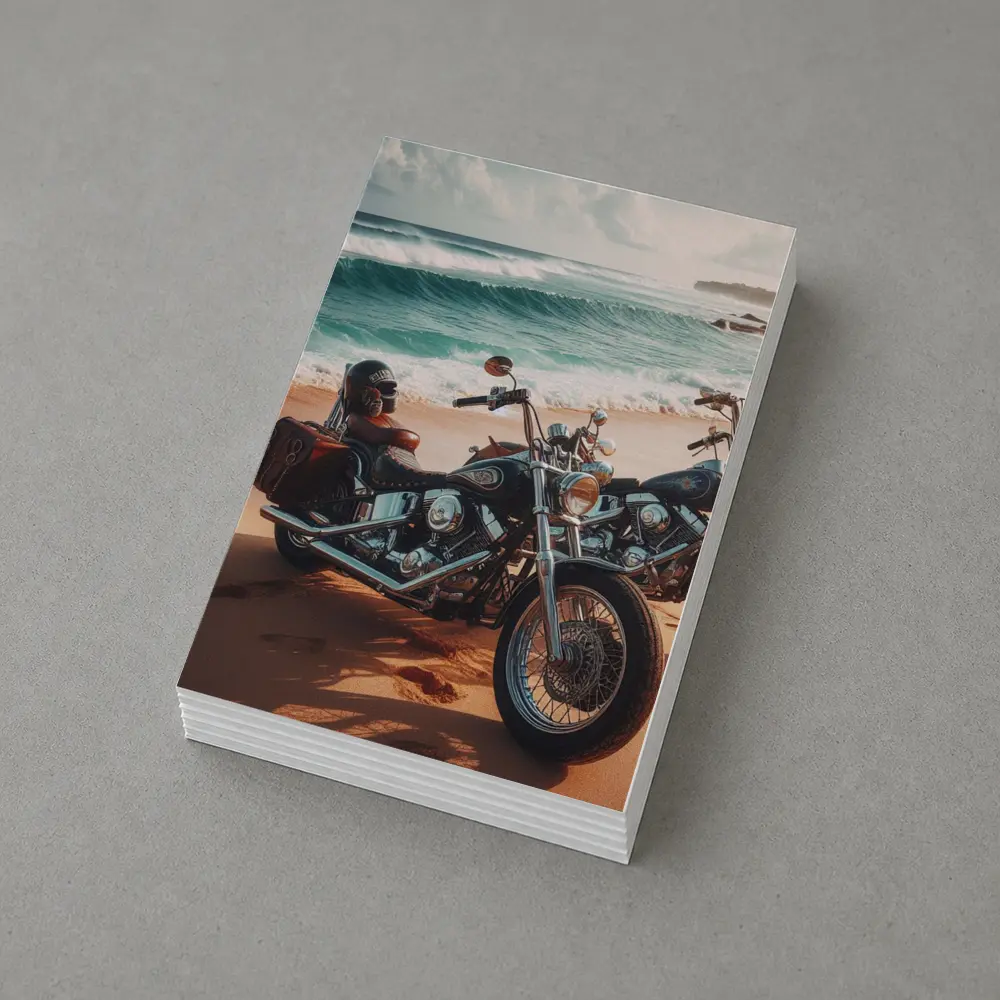 Harley Davidson Chopper Motorcycles On Beach – Postcards