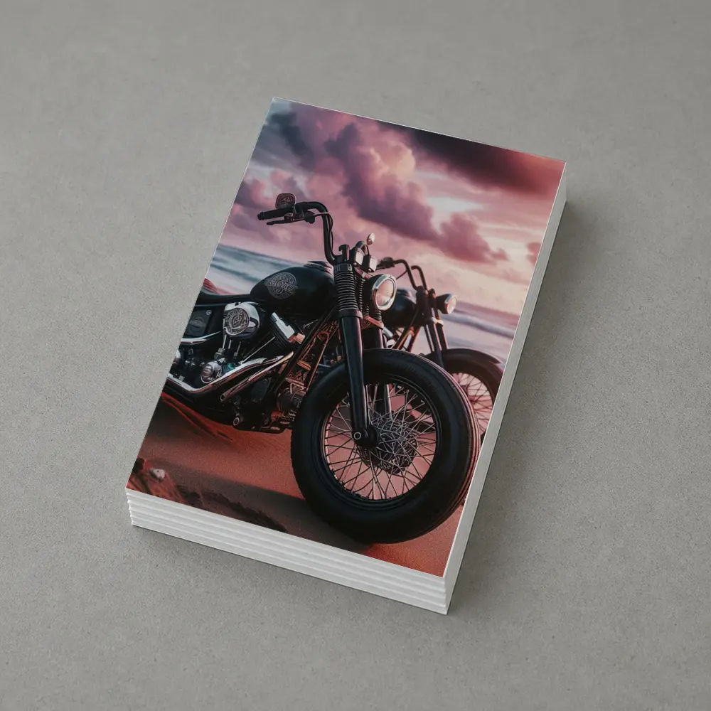 Harley Davidson Bobber Motorcycle Beach Sunset – Postcards