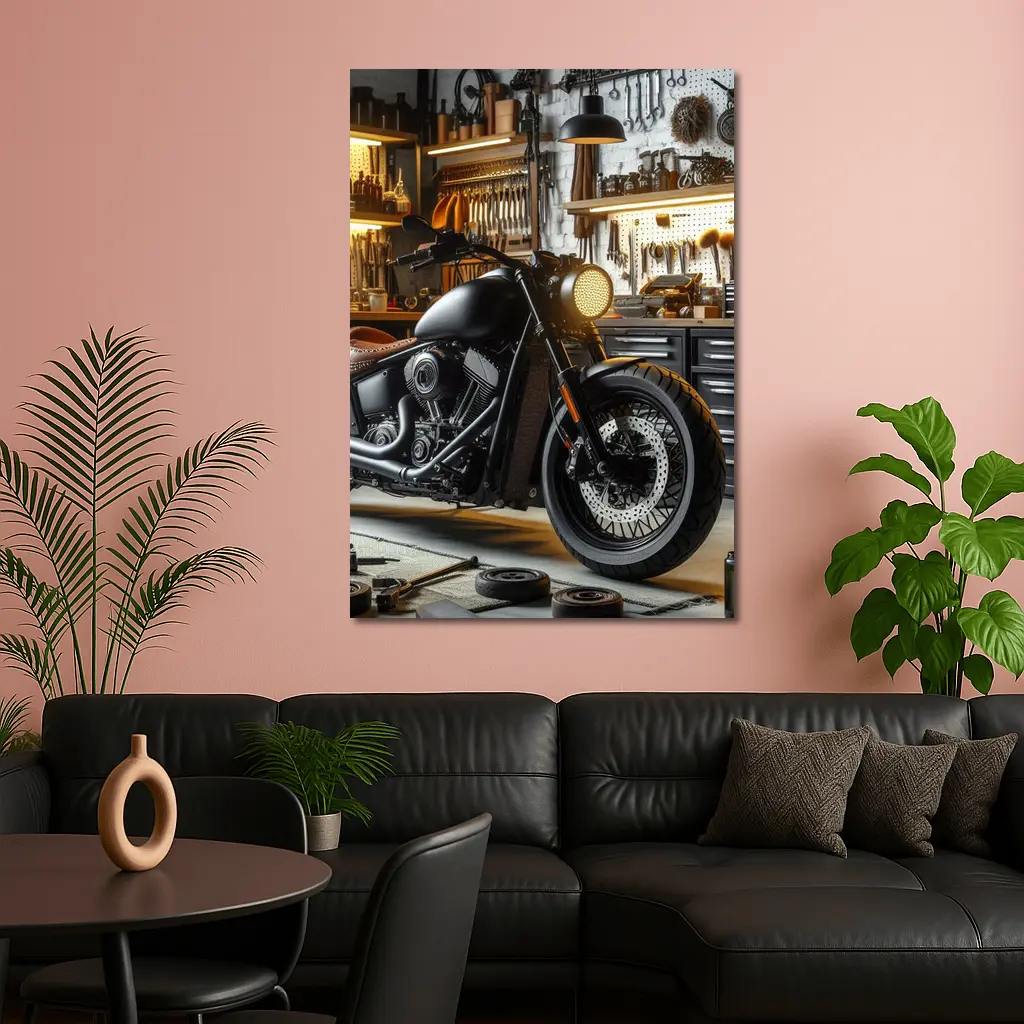 Black Bobber Motorcycle Mechanic Workshop Garage – Wall Art