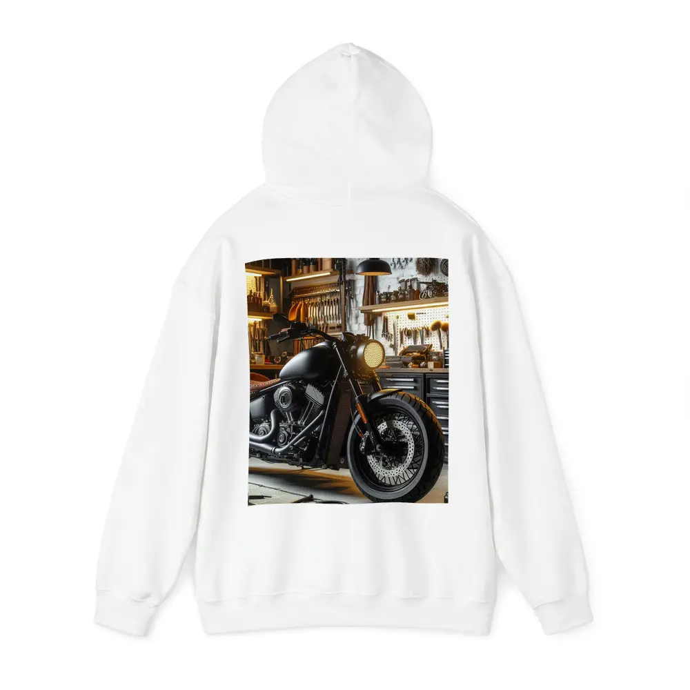 Black Bobber Motorcycle Mechanic Workshop Garage – Hoodies