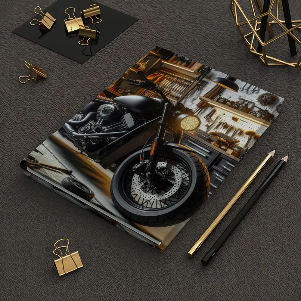 Black Bobber Motorcycle Mechanic Workshop Garage – Notebooks