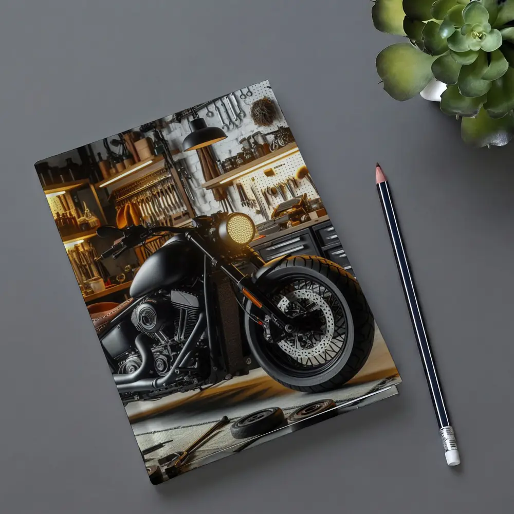 Black Bobber Motorcycle Mechanic Workshop Garage – Notebooks