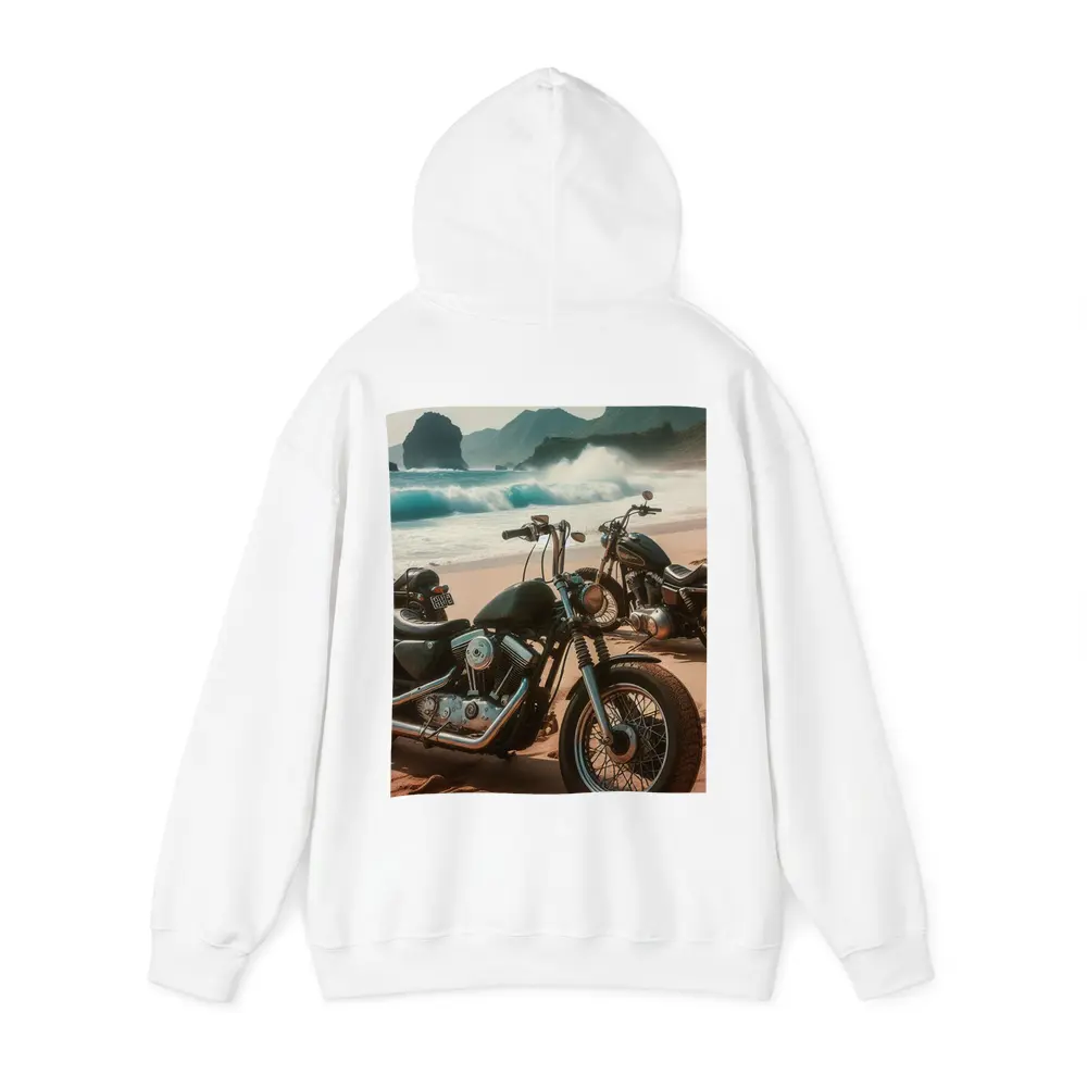 Harley Davidson Choppers Parked Sandy Beach – Hoodies