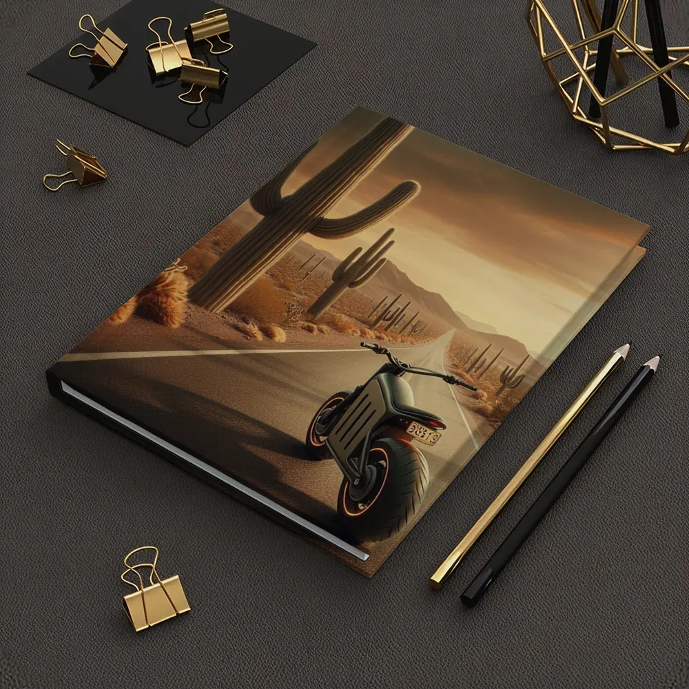 Electric Scooter Desert Road Cactus Sunset – Notebooks