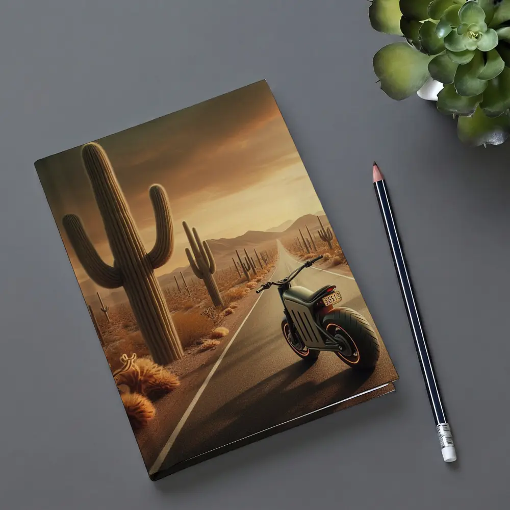 Electric Scooter Desert Road Cactus Sunset – Notebooks