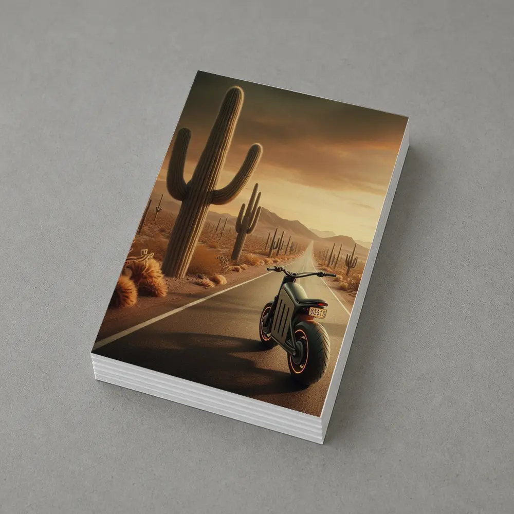 Electric Scooter Desert Road Cactus Sunset – Postcards