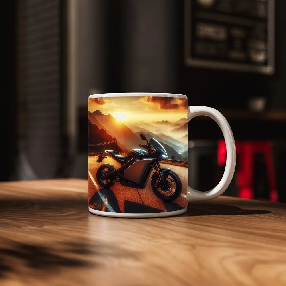 Electric Sport Bike Mountain Sunset Road – Mugs