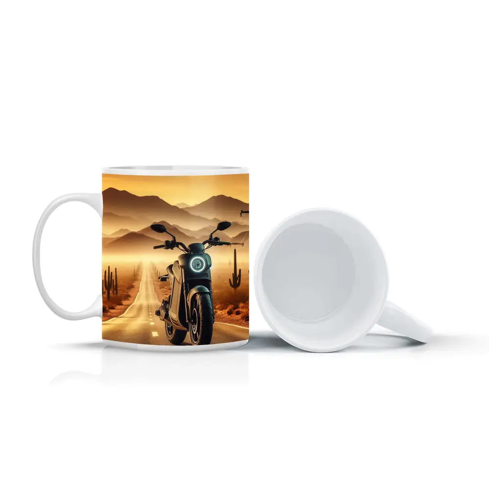 Electric Scooter Desert Road Golden Sunset – Mugs