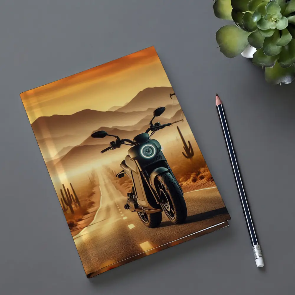 Electric Scooter Desert Road Golden Sunset – Notebooks
