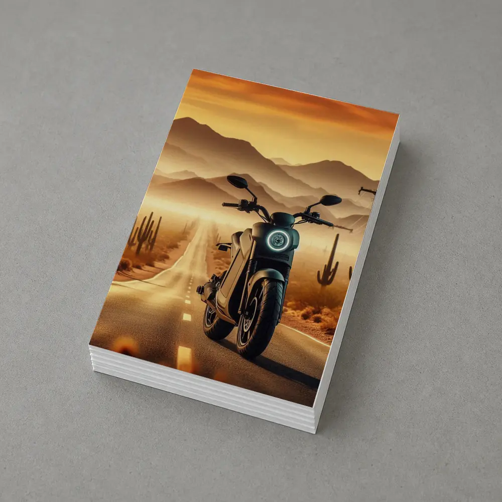 Electric Scooter Desert Road Golden Sunset – Postcards