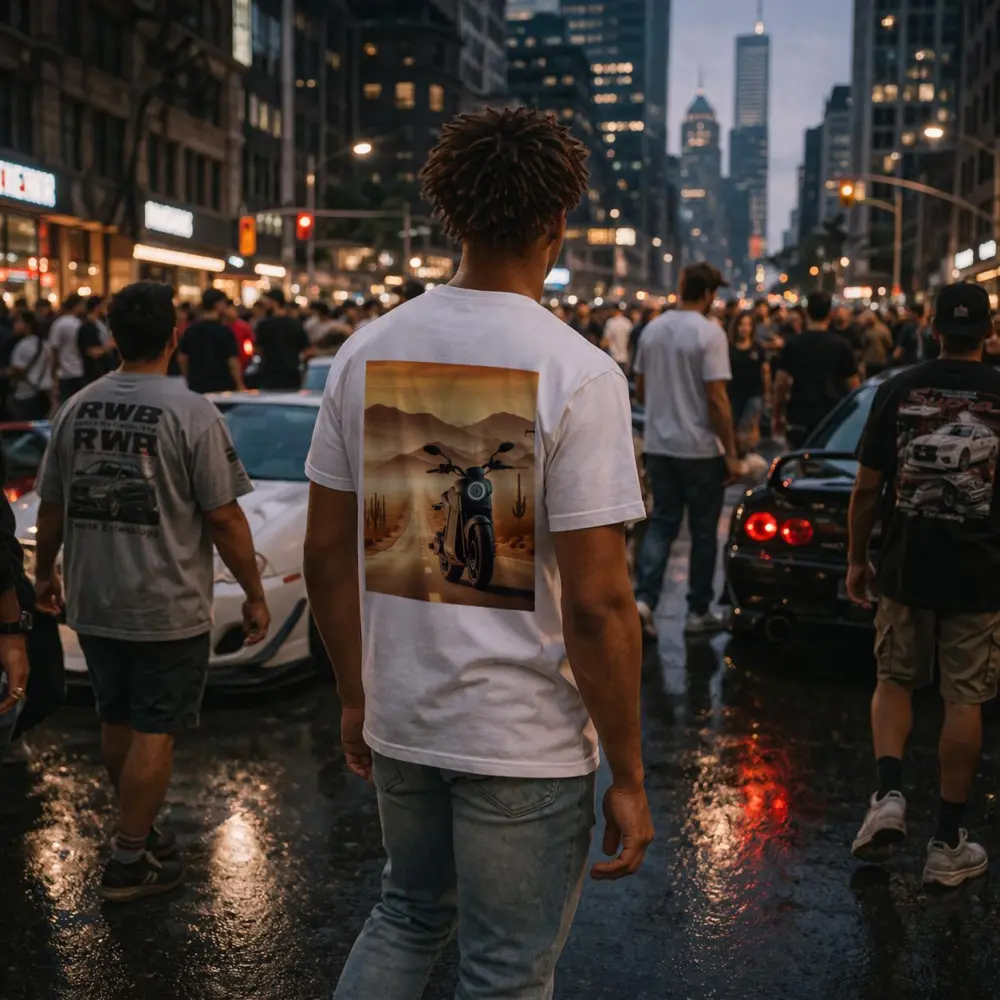 Electric Scooter Desert Road Golden Sunset – T-Shirts